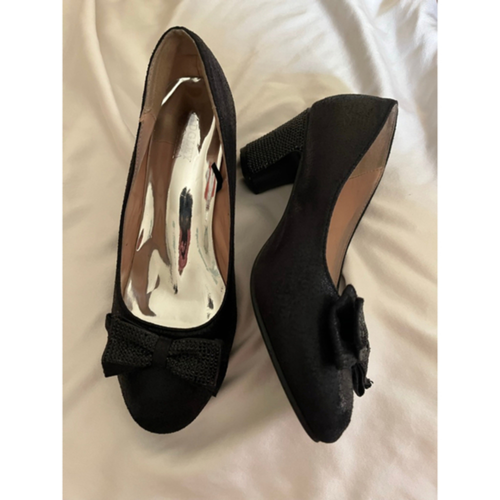 BADGLEY MISCHKA~BLACK BLING~CHUNKY HEEL ~6